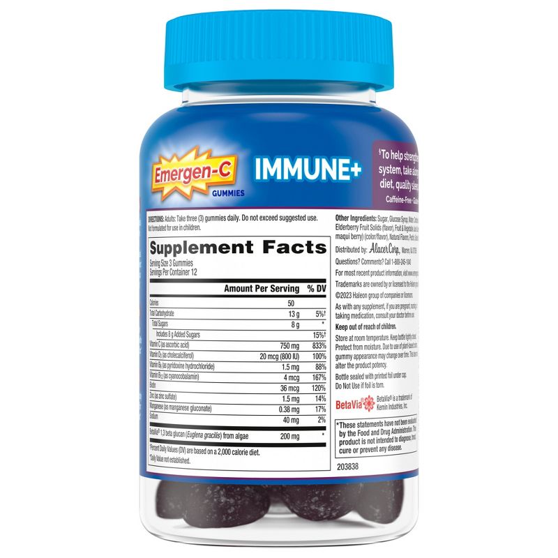 Emergen-C Immune System and Energy Metabolism Vitamin Gummies - Elderberry - 36ct, 3 of 9