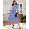 Womens Ruffle Cocktail Party Dress Long Sleeve V Neck Midi Dress Elastic Empire Waist Wedding Guest Fall Dress - 2 of 4