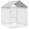 Outdoor Dog Kennel Silver Galvanized steel, Polyethylene vidaXL - 2 of 4