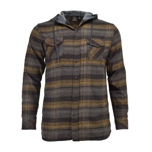 Burnside Men's Yarn Dyed Mid Weight Flannel Hoodie Shirt Jacket - 1 of 3