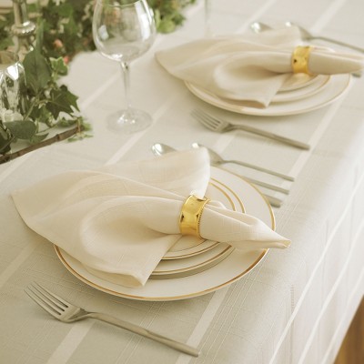 Beige Rectangular Stain-Resistant Polyester Tablecloth