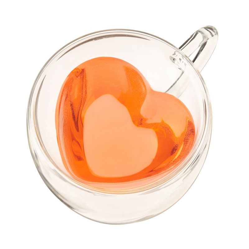 Pinky Up Kendall Heart Shaped Glass Tea Mug with Handle, Double Walled Insulated 8 oz Cup, Clear, 1 of 11