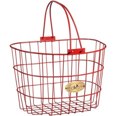 Nantucket Bike Basket Co. Surfside Adult Wire D Handlebar Basket: Red Dimensions: 13.25 x 10 x 9"