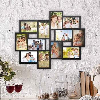 12-Photo Picture Frame Collage - Multi-Picture Wall-Mounted Display Gallery with 12 Openings for 4x6-Inch Photos or Pictures by Lavish Home (Black)
