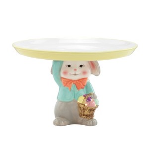 Mr. Cottontail Easter Ceramic Bunny Cake Plate - 1 of 2