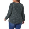 Agnes Orinda Women's Plus Size Floral Print Pleated Notch V Neck Long Sleeve Casual Blouses - 4 of 4