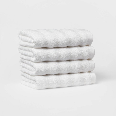 4pk Quick Dry Ribbed Hand/Wash Towel Set Washed Black - Threshold
