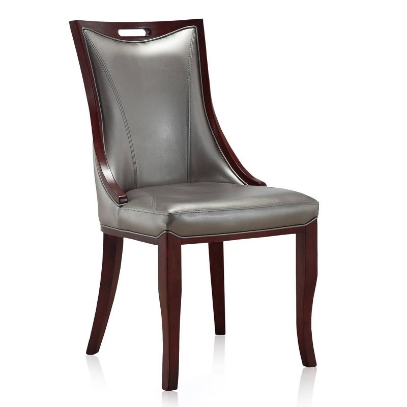 Set of 2 Emperor Faux Leather Dining Chairs Silver - Manhattan Comfort, 5 of 8