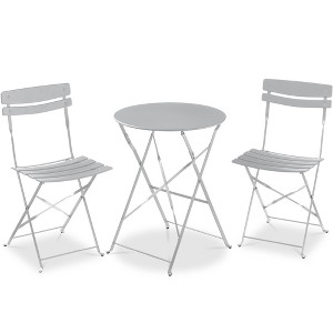 Best Choice Products 3-Piece Small Bistro Set, Folding Patio Furniture Set of 2 Chairs and Table - 1 of 4