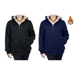 Rudoplh  Women's Loose Fit Heavyweight Hoodie With Faux Shearling Lining-2 Pack - 1 of 2