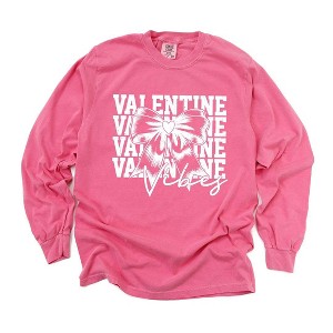 Simply Sage Market Women's Coquette Valentine Vibes Stacked Long Sleeve Garment Dyed Tee - 1 of 4