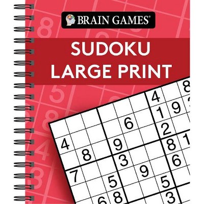 Brain Games - Sudoku Large Print (Red) - by  Publications International Ltd & Brain Games (Spiral Bound)