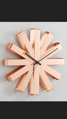 Ribbon Wood Wall Clock Black - Umbra : Target