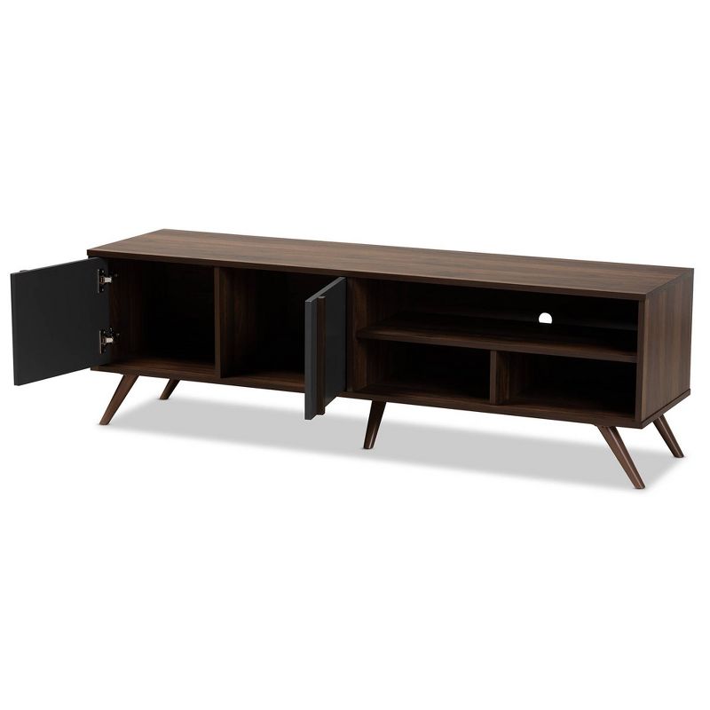 2 Door Naoki Two-Tone Wood TV Stand for TVs up to 65&#34; Gray/Walnut - Baxton Studio, 3 of 12