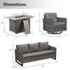 4 Pieces Patio Furniture Set with Fire Pit Table, Outdoor Furniture Set with Rocking Swivel Chairs, Wicker Patio Set with 4'' Thickened Cushion - 3 of 4