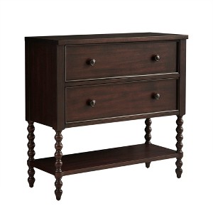 Gulches 2-Drawer Accent Chest with Lower Shelf, Solid Wood Frame & Turned Legs, Traditional Design - 1 of 4