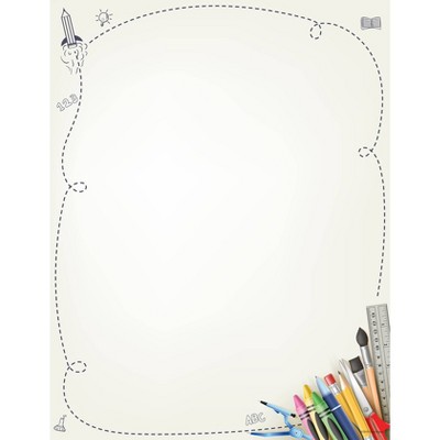 80ct School Supplies Letterhead Ivory