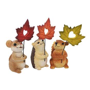 Ganz 4.5 Inch Friends Of Nature Mouse Squirrel Hedgehog Leaves Animal Figurines