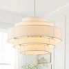 Dewdrop Vintage Pendant Light 5-Light White Iron Frame with Beige Fabric Shade ETL Certified for Dining or Kitchen Island - 2 of 4