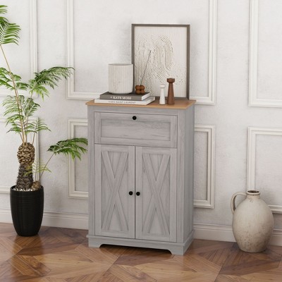 NicBex Farmhouse 2-Doors Sideboard,Kitchen Storage Cabinets with 2 Barn Doors and Drawer for Kitchen,Living room,and Dining Room