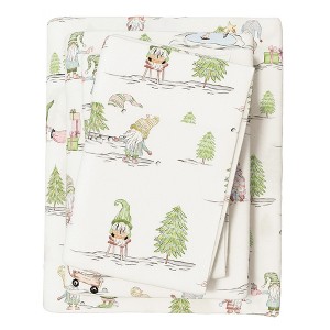 100% Cotton Holiday Printed Flannel Sheet Set - Great Bay Home - 1 of 4