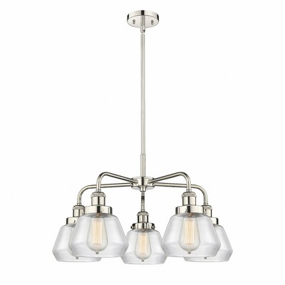 Fulton - 5 Light Stem Hung Chandelier In Art Deco Style-13.5 Inches Tall and 24.5 Inches Wide