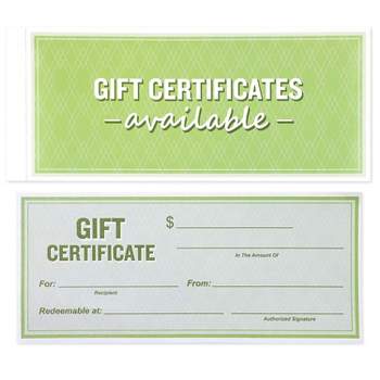 Best Paper Greetings 50-Sheet Gift Certificate Book for Gift Giving, 8.5 x 3.5 in