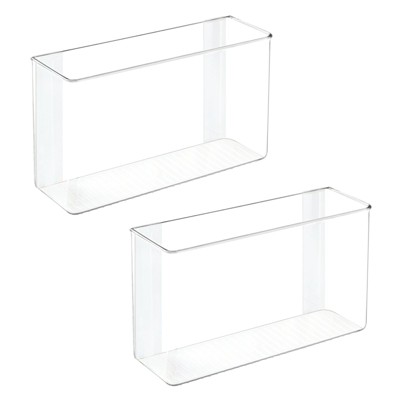 mDesign Office Storage Organizer Adhesive Mount to Cabinet/Wall, 2 Pack - Clear
