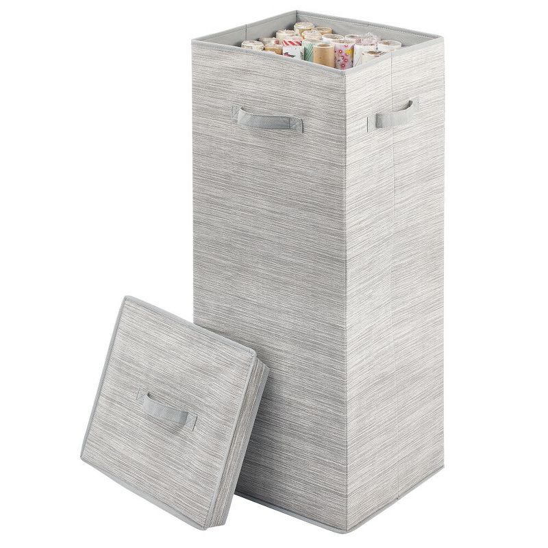 mDesign Tall Gift-Wrapping Paper Storage Box with Handles + Removable Lid, 5 of 8