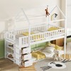 VASIP House Design Twin over Twin Bunk Bed with Built-In Shelves & Drawers - Space-Saving White Kids Bedroom Furniture - 3 of 4