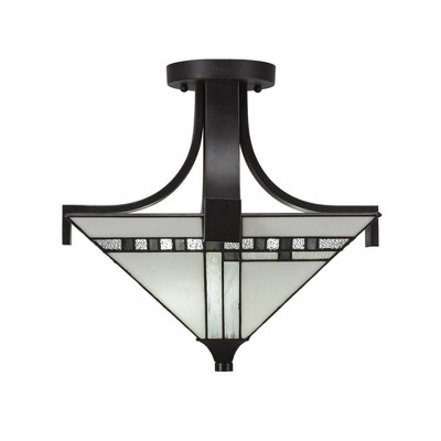 Toltec Lighting Apollo 2 - Light Flush Mount in  Dark Granite with 14" New Deco Art Glass Shade