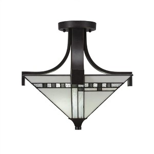 Toltec Lighting Apollo 2 - Light Flush Mount in  Dark Granite with 14" New Deco Art Glass Shade - 1 of 1
