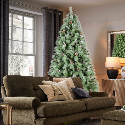 LOVMOR 7ft Scotch Pine Christmas Tree, Premium Frosted Pre-Decorated Artificial Holiday Decor w/ 1,348 Branch Tips