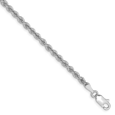 Black Bow Jewelry 2.75mm, 14k White Gold, Handmade Solid Rope Chain Bracelet, 8 Inch