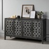 Antique Hollow Carved Four Door Cabinet, American Country Style Sideboard Buffet Console for Living Room, Kitchen, TV Cabinet - 2 of 4