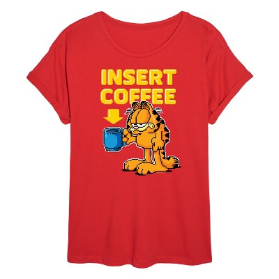 Women's - Garfield - Coffee Oversized Graphic T-Shirt
