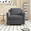 Lyngins 360° Swivel Barrel Accent Chair, Cotton & Linen Fabric Armchair, Antique Brass Nailhead Trim Sofa Chair, Ergonomic Living Room Swivel Chair - 3 of 4