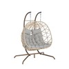 JUJABU Double Outdoor Rattan Hanging Chair with Cushions, Suitable for Balcony, Terrace and Garden Leisure - 2 of 4