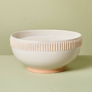 Rim Stripe Ceramic Citronella Scented Bowl Candle Cream - Hearth & Hand™ with Magnolia - 1 of 4