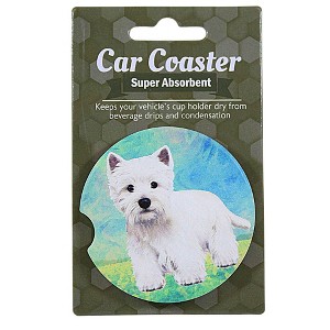 E & S Imports 2.5 Inch Westie Car Coaster Super Absorbent Coasters - 1 of 3