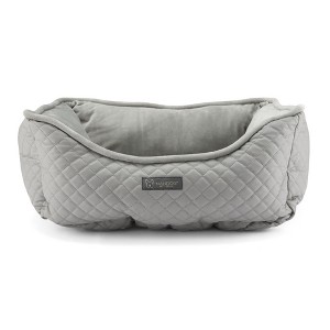NANDOG Micro-Plush Prive Collection Quilted Vegan Leather Dog & Cat Bed - Light Gray - 1 of 3
