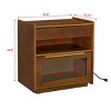Nightstand with Charging Station with Two Drawers and Glass Cabinet Open Shelf with Outlet Hole for Bedroom Living Room or Dorm-The Pop Home - 4 of 4