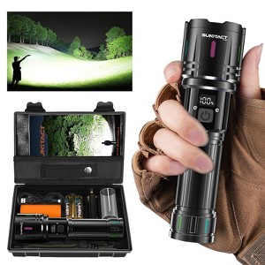 Sunitact High Lumens Rechargeable Flashlight ¨C Super Bright LED Handheld Flashlight with Holster, Waterproof, for Camping, Hiking, Emergency Use - 1 of 4