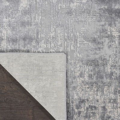 Ivory & Silver Hand-Knotted Synthetic 2'2" x 7'6" Runner Rug