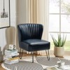 Eustacio Comtemperary Tufted  back Vegan Leather Accent Side Chair with metal legs  | Karat Home - 2 of 4