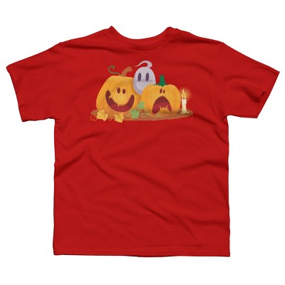 Boy's Design By Humans Halloween Cartoon Pumpkins And Ghost Cartoon Pumpkins And Ghost By VectorVillain T-Shirt