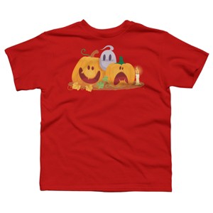 Boy's Design By Humans Halloween Cartoon Pumpkins And Ghost Cartoon Pumpkins And Ghost By VectorVillain T-Shirt - 1 of 3
