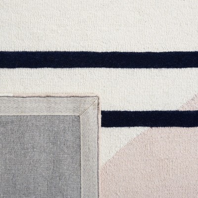 Blush and Black Hand-Tufted Wool Square Area Rug