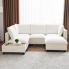 Whisen 90" U-shaped Sectional Sofa Modular Sofa Couch with a Movable Ottoman , a Coffee Table with Hidden Charging Devices - 4 of 4