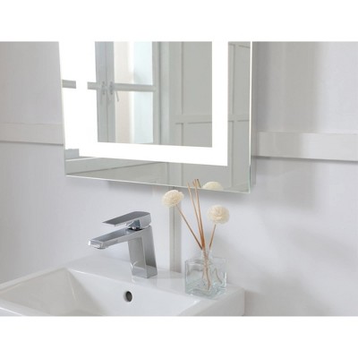 Elegant Silver LED Rectangular Mirror with Glossy White Finish